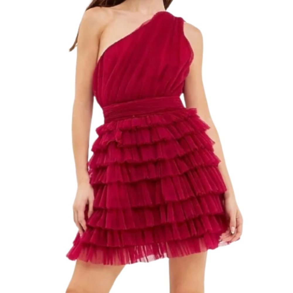 ENDLESS Rose Magenta Red Tiered Tulle Mini Dress Size M NWOT